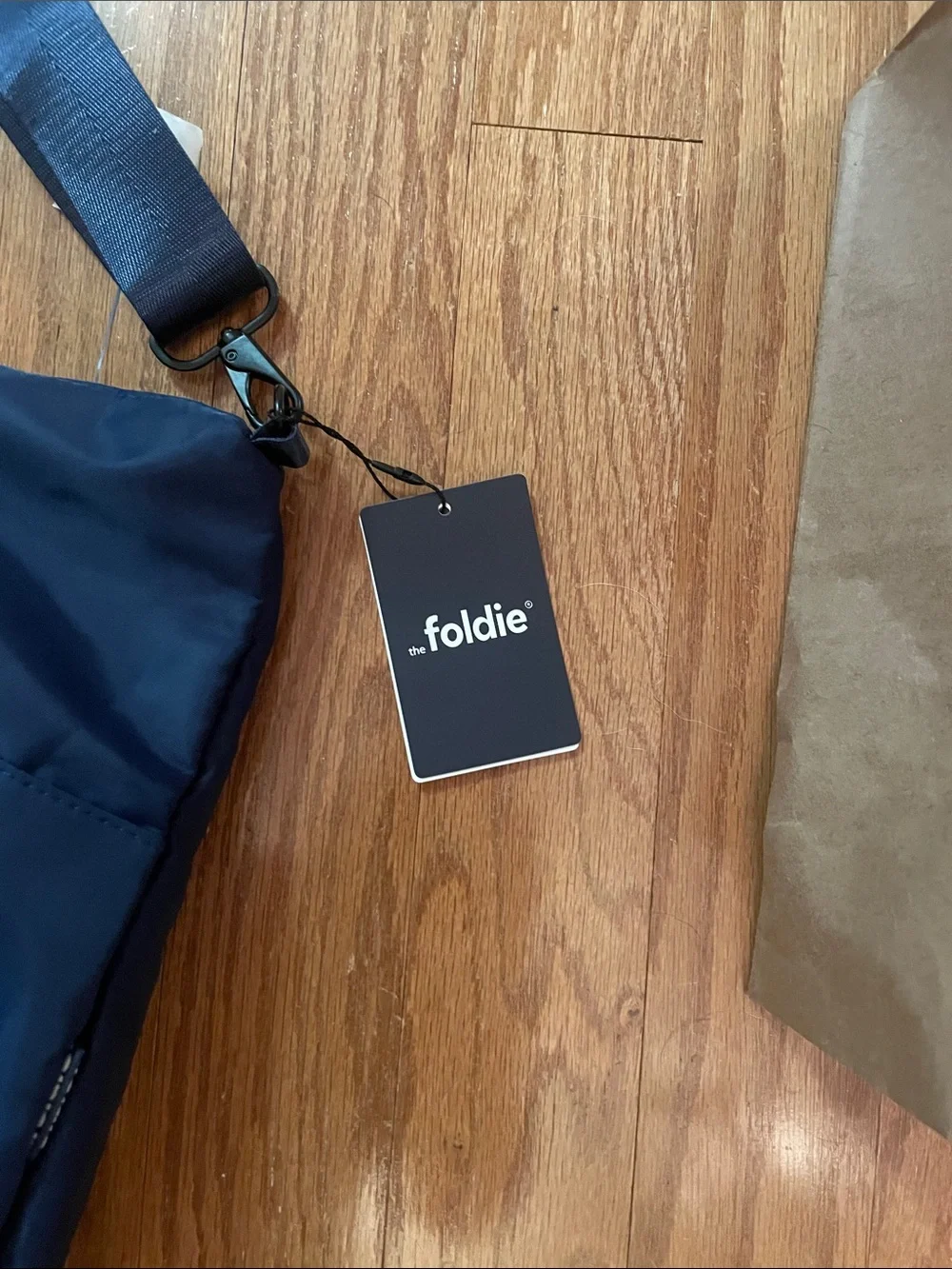 Foldie Black Foldable Travel Tote Bag with Detachable Shoulder Strap